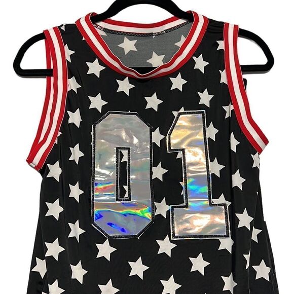 Dance Costume Woman's Size Medium Adult Weissman Black Red Stars Hip Hop Pageant - Picture 3 of 15